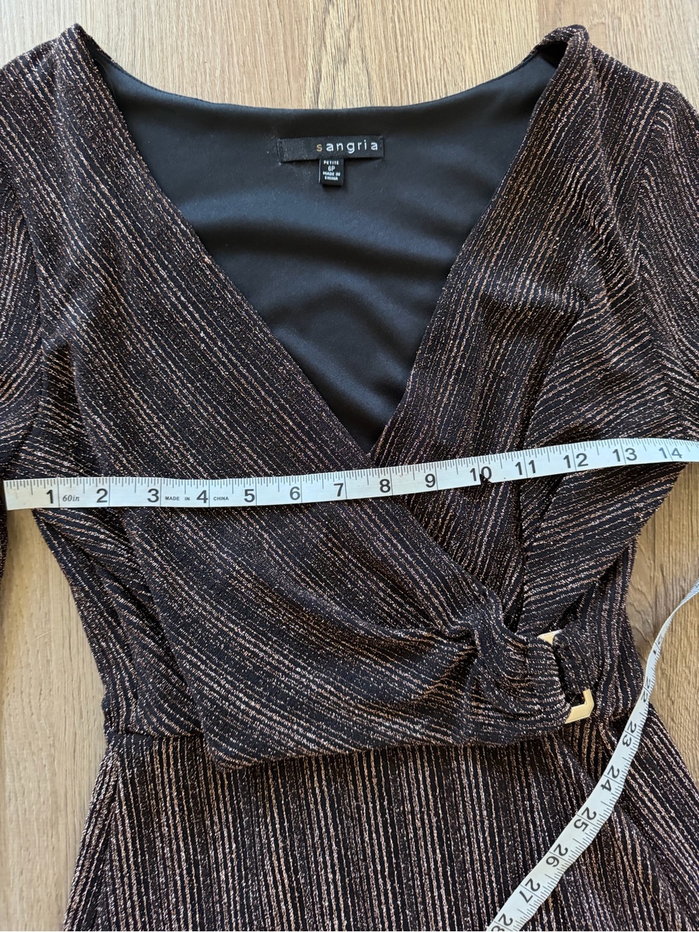 Metalic glitter rose gold stripe body con dress - Picture 8 of 9